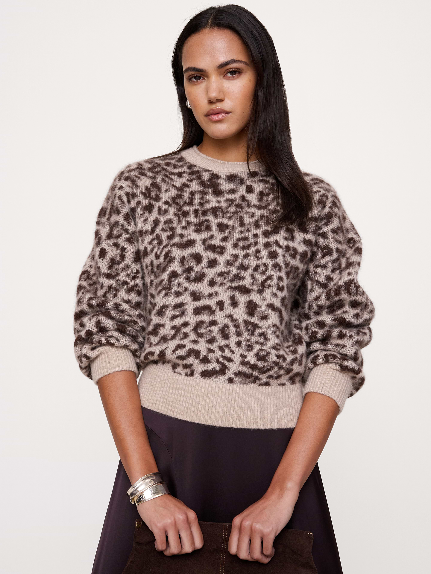 Image 1 of 6, Best of both worlds. This roll-neck sweater uses a beautiful yarn spun from lightweight cashmere and silk, producing an ultra soft effect., Oversized Fit: Extra room through chest, shoulders, and waist. Dropped shoulder seam., Roll neck., Straight hem., Product #1192298