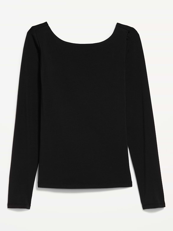 Hug Double-Layer Long-Sleeve Scoop-Back Top