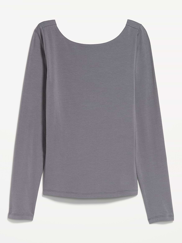 Hug Double-Layer Long-Sleeve Scoop-Back Top