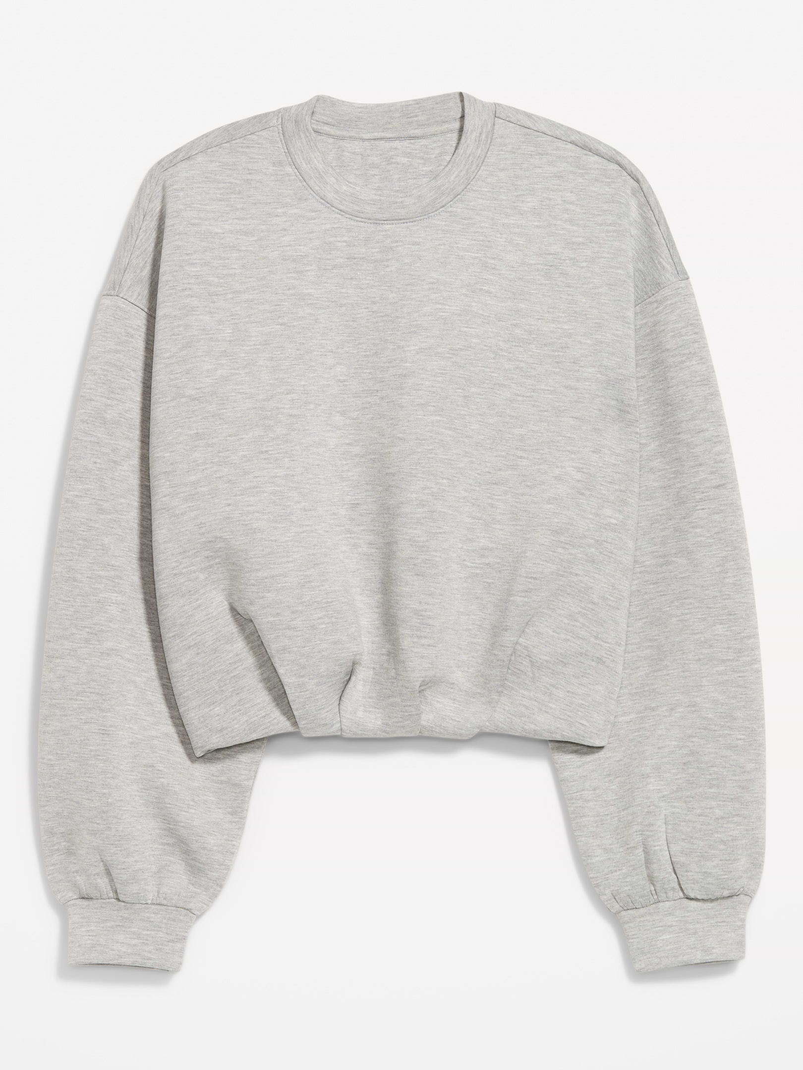 Image 1 of 3, Make your moves in Old Navy Sport's Bounce Fleece: Our signature smooth spacer fabric that keeps its shape., crew neck, long sleeves, bubble hem, breathable, Product #903695