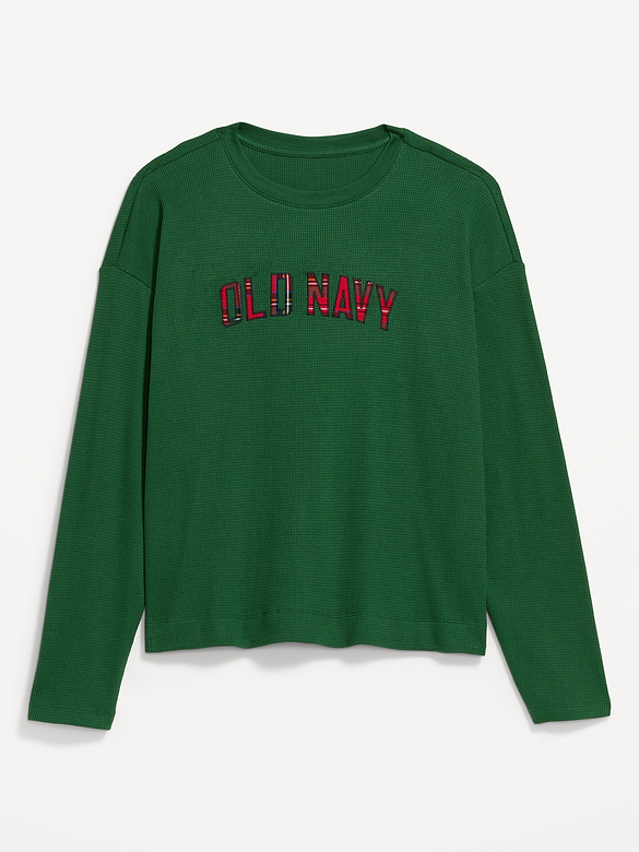 Vintage Long-Sleeve Waffle Knit Crew-Neck T-Shirt
