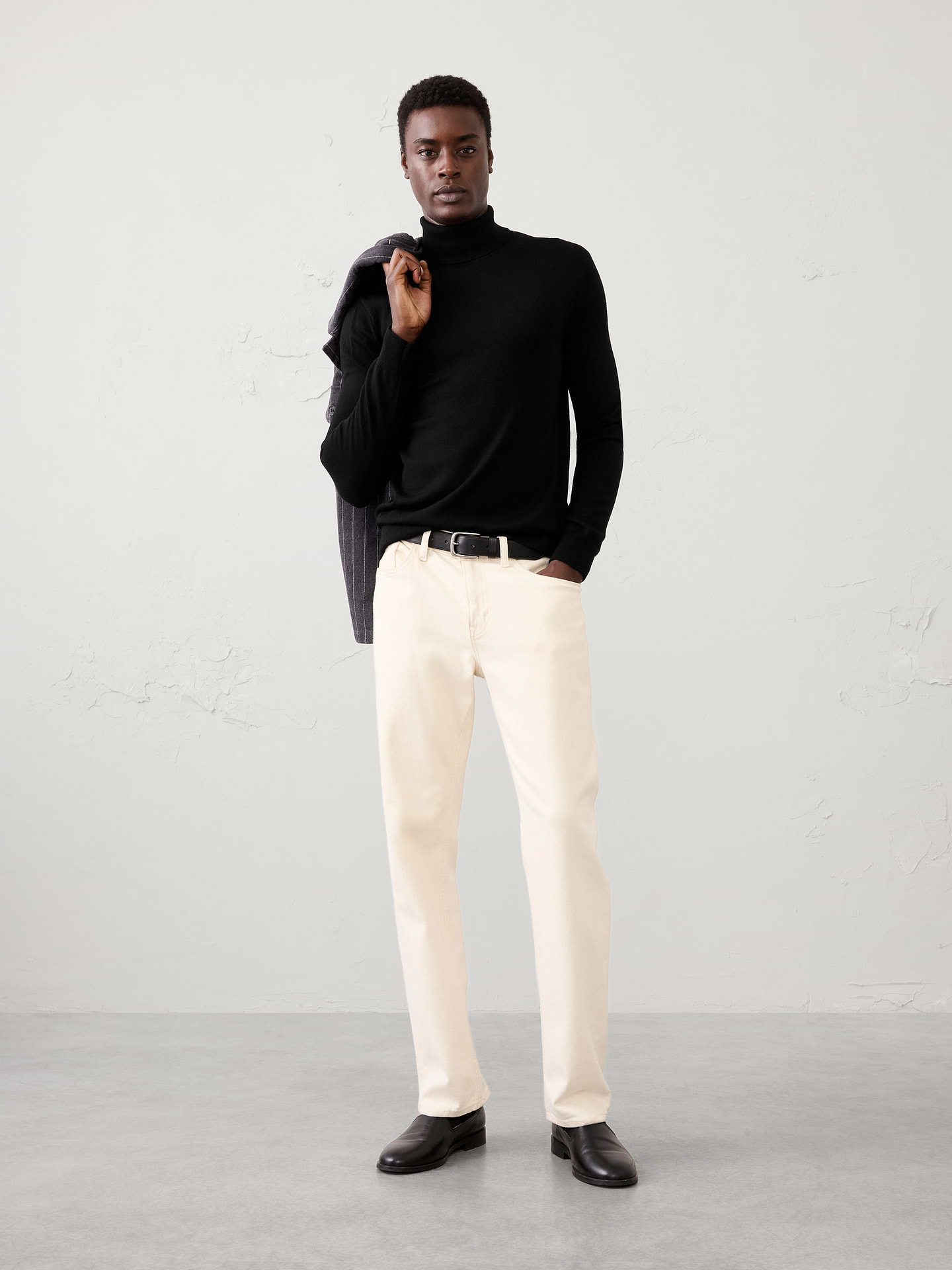 Image 1 of 3, Our classic Merino wool sweater is the definition of timeless versatility. Crafted from luxuriously soft Merino wool, it offers lightweight warmth, natural breathability, and a refined finish. Designed to be worn year‑round, it layers effortlessly and delivers polished style for any occasion., Turtleneck collar. Long sleeves., Ribbed neckline, arm cuffs and hem., Made exclusively for Banana Republic Factory., Product #1175819