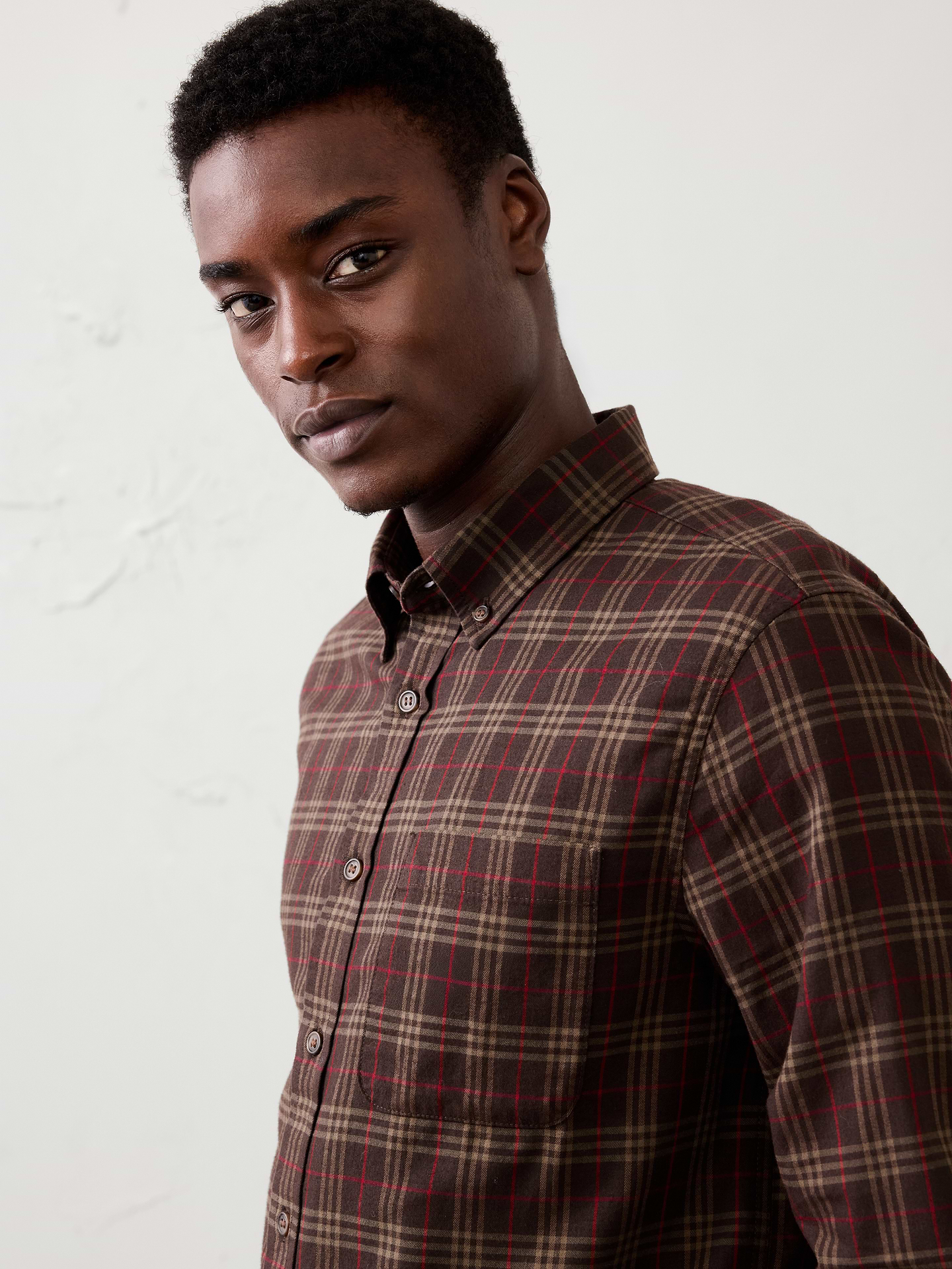 Image 6 of 7, Slim-Fit Lightweight Flannel Shirt