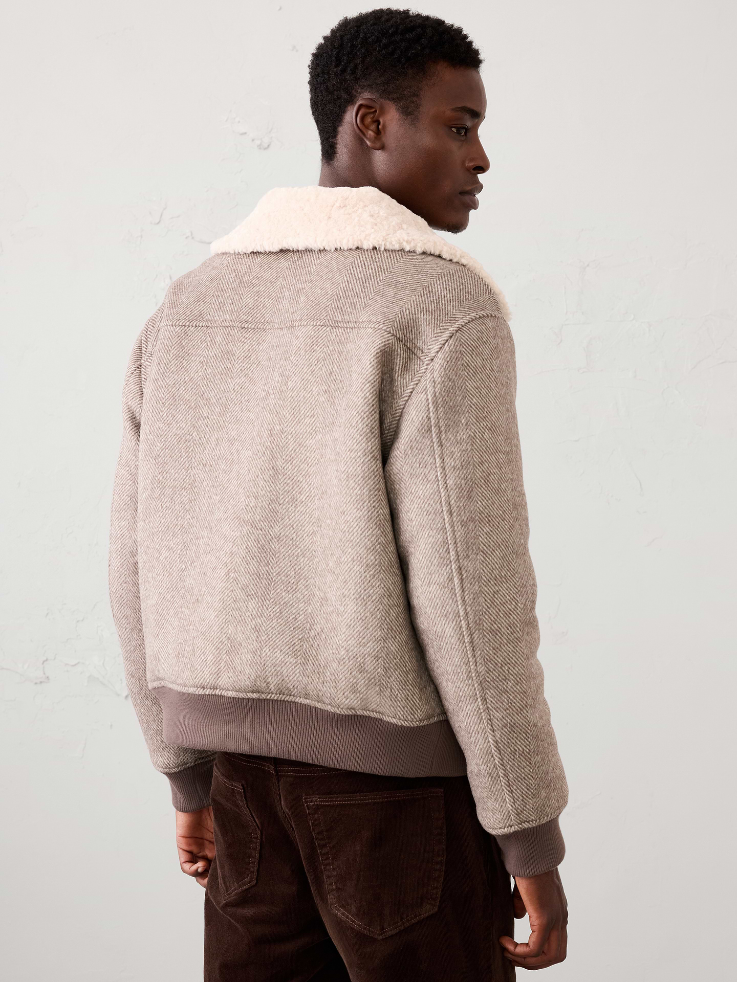 Image 2 of 5, Wool-Blend Patterned Bomber