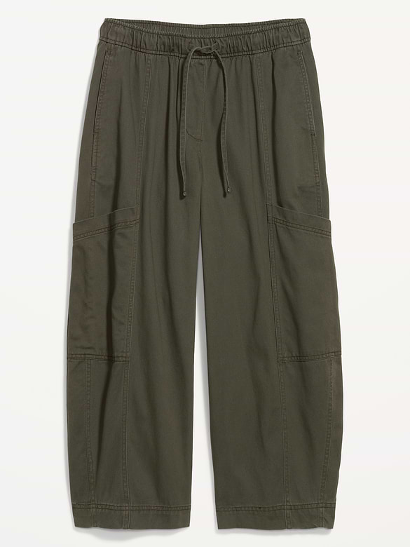 Mid-Rise Barrel-Leg Utility Pants