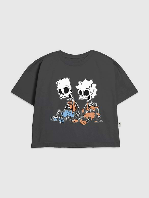 Kids The Simpsons Skeleton Bart and Lisa Graphic T-Shirt