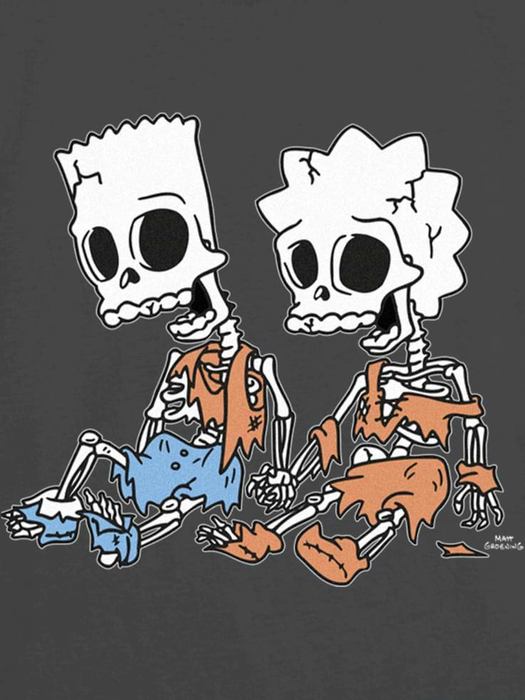 Image 3 of 3, Kids The Simpsons Skeleton Bart and Lisa Graphic T-Shirt