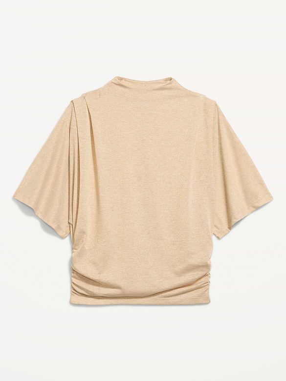 High-Neck Flutter-Sleeve Top