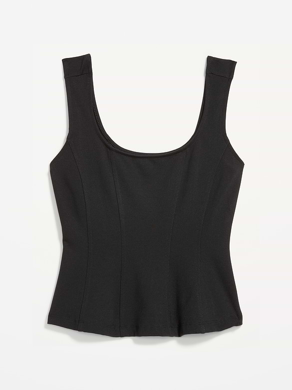 Square-Neck Ponte Peplum Tank Top