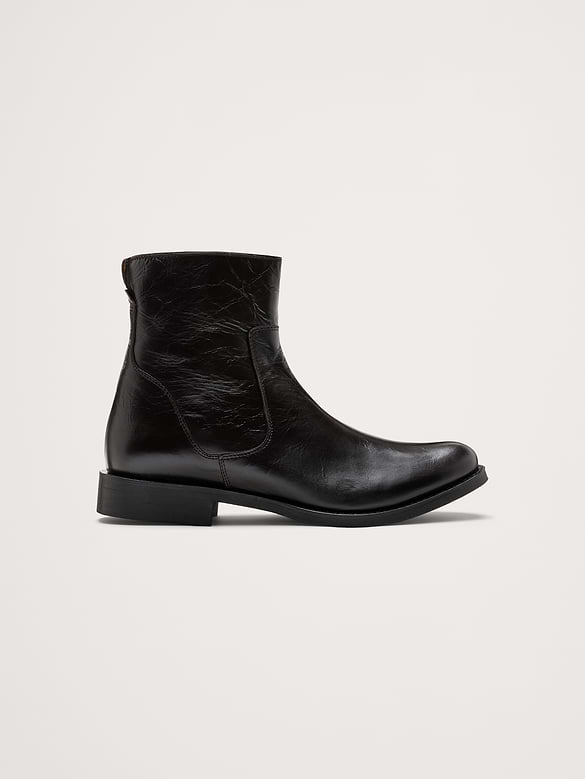 Italian Leather Zip-Up Chelsea Boot