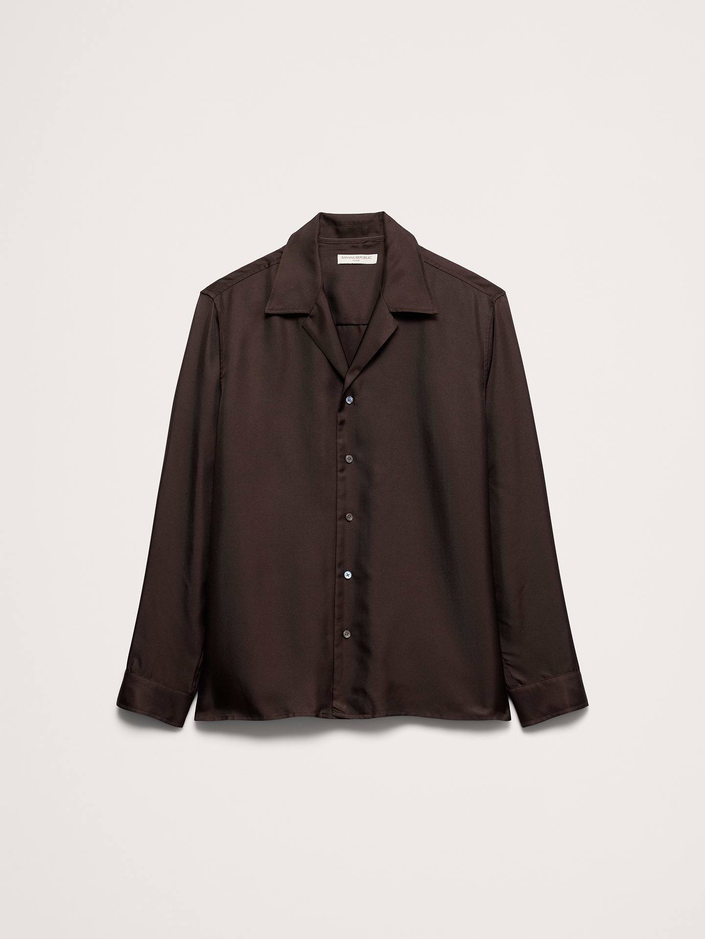 Image 6 of 6, Standard-Fit Silk Long-Sleeve Resort Shirt