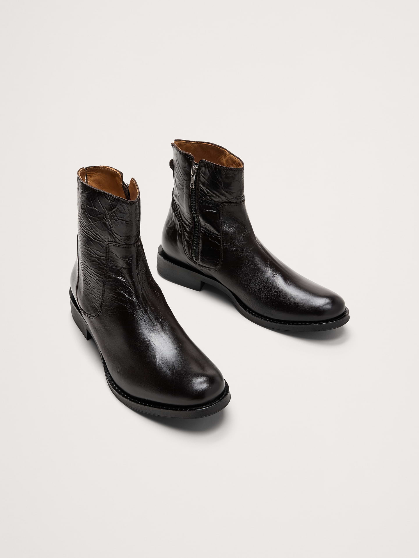 Image 2 of 5, Italian Leather Zip-Up Chelsea Boot