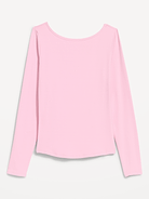 Image 1 of 2, Make your moves in Old Navy Sport's StudioSmooth: A buttery soft, breathable fabric with a barely there feel., high scoop neck, long sleeves, low scoop back, curved hem, Product #1182036