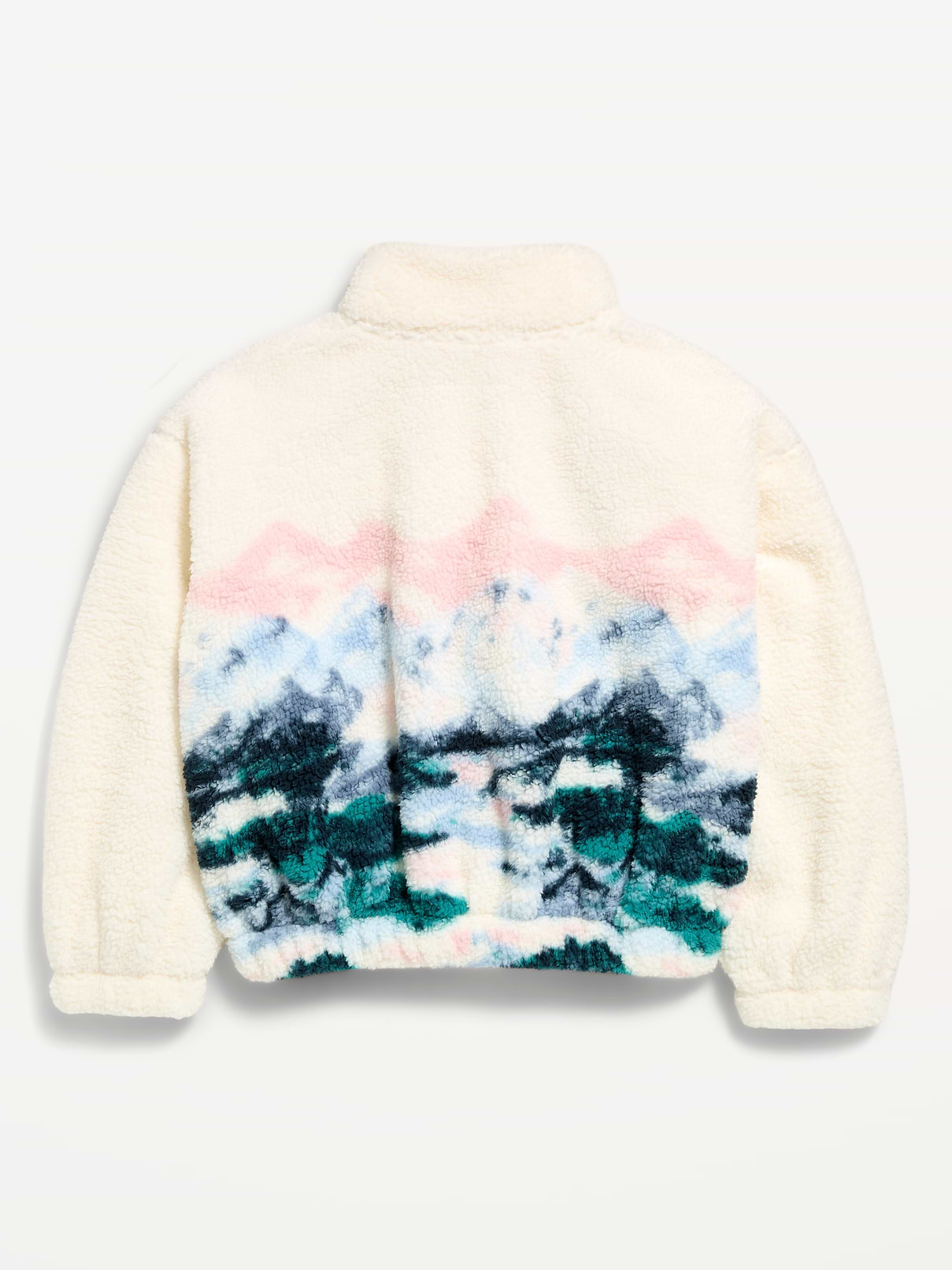 Image 3 of 3, Printed Oversized Sherpa Jacket for Girls