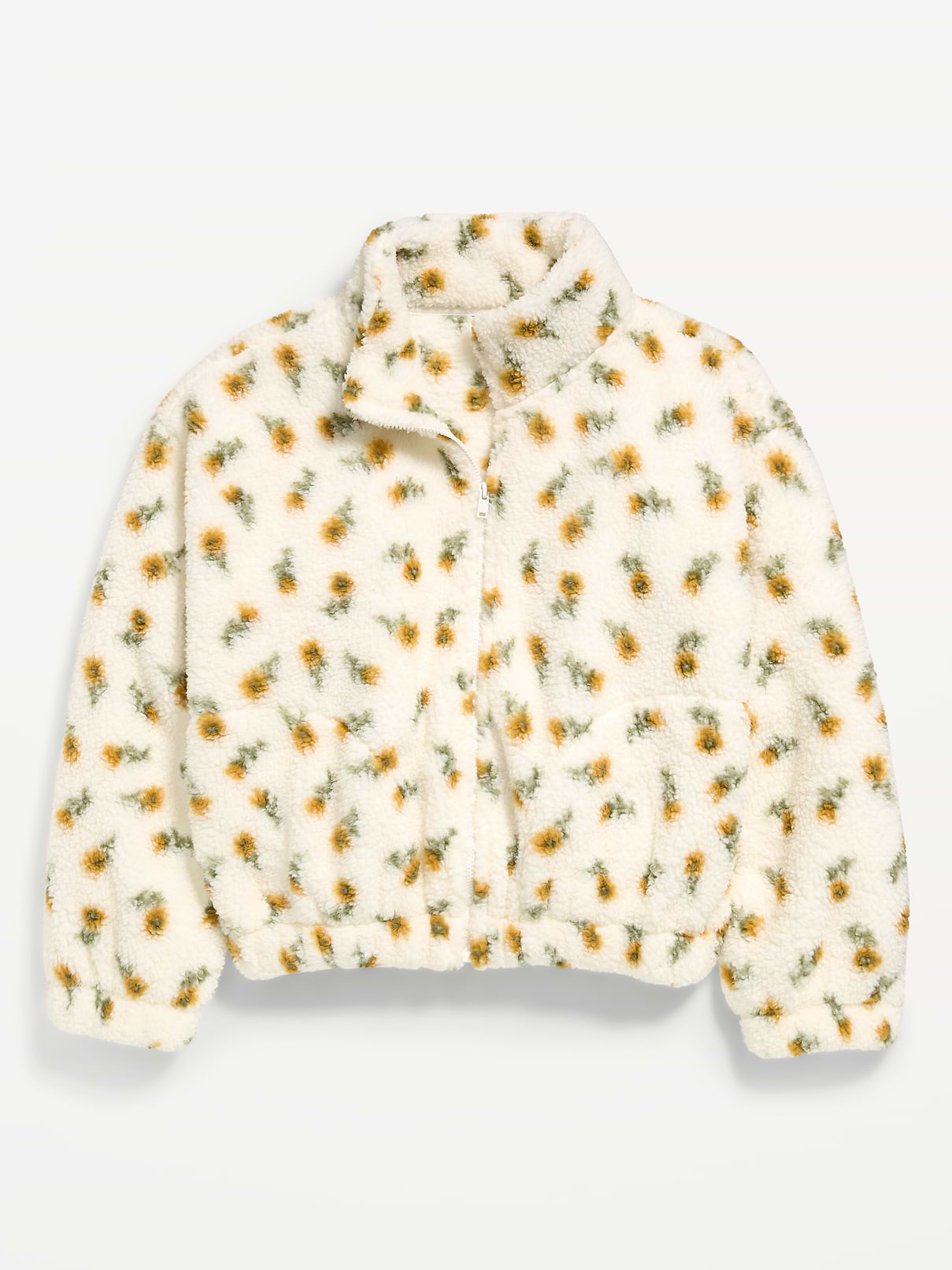 Image 2 of 3, Printed Oversized Sherpa Jacket for Girls