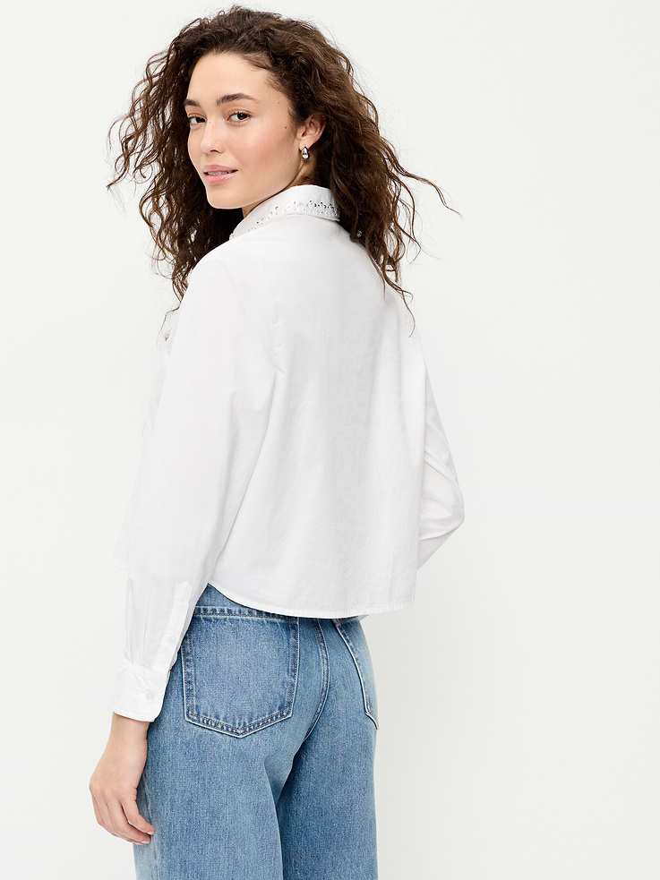Image 2 of 8, Embellished Collar Long-Sleeve Button-Down Shirt