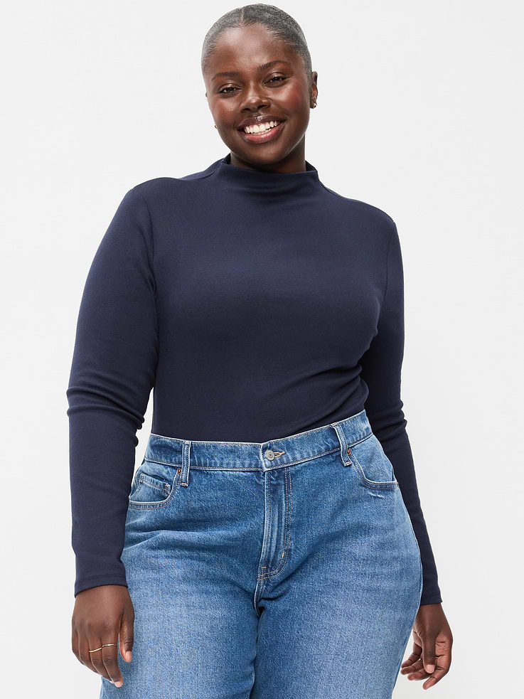 Image 3 of 4, Snug Long-Sleeve Mock-Neck T-Shirt