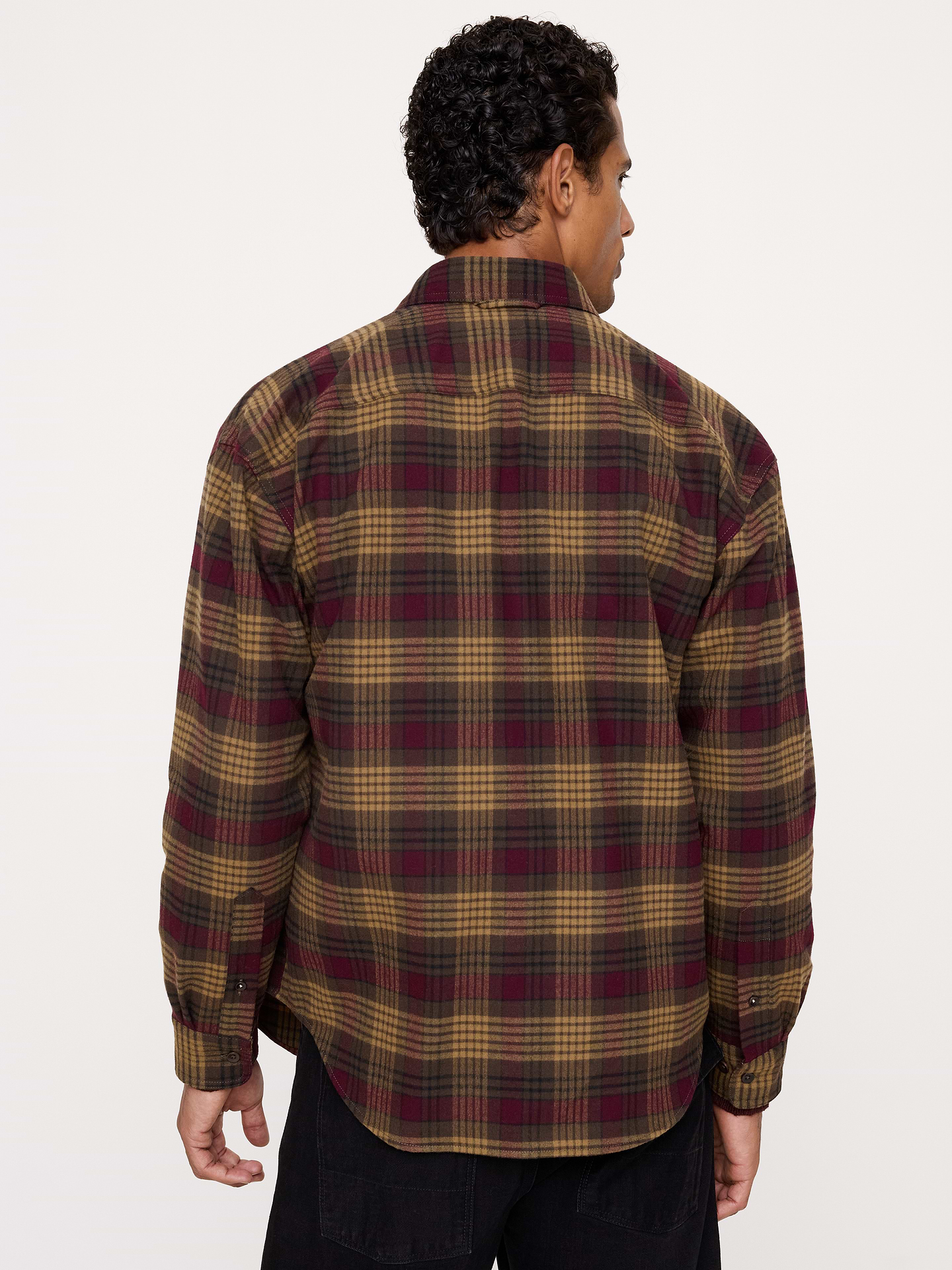 Image 4 of 5, Relaxed-Fit Wool-Blend Plaid Overshirt