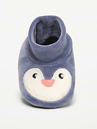 Image 2 of 4, Velour Penguin Slippers for Baby