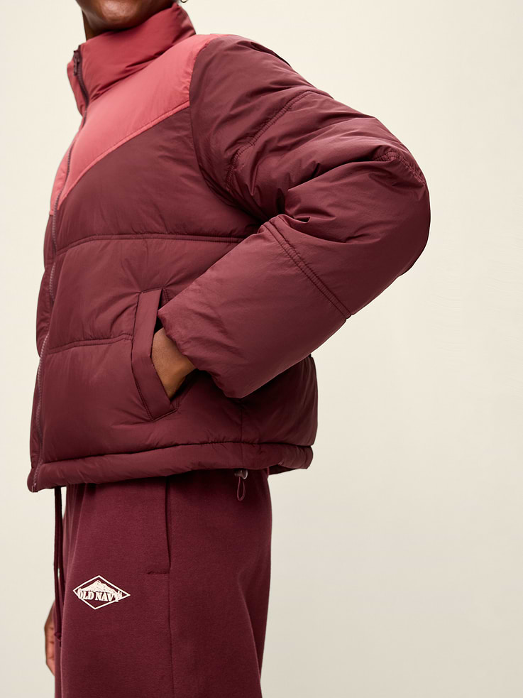 Image 4 of 9, Water-Resistant Color-Block Puffer Jacket