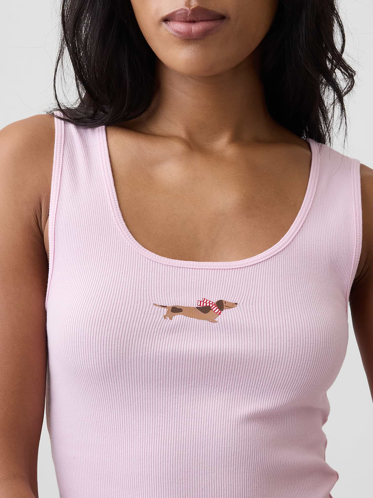 Image 4 of 5, Ribbed PJ Tank Top