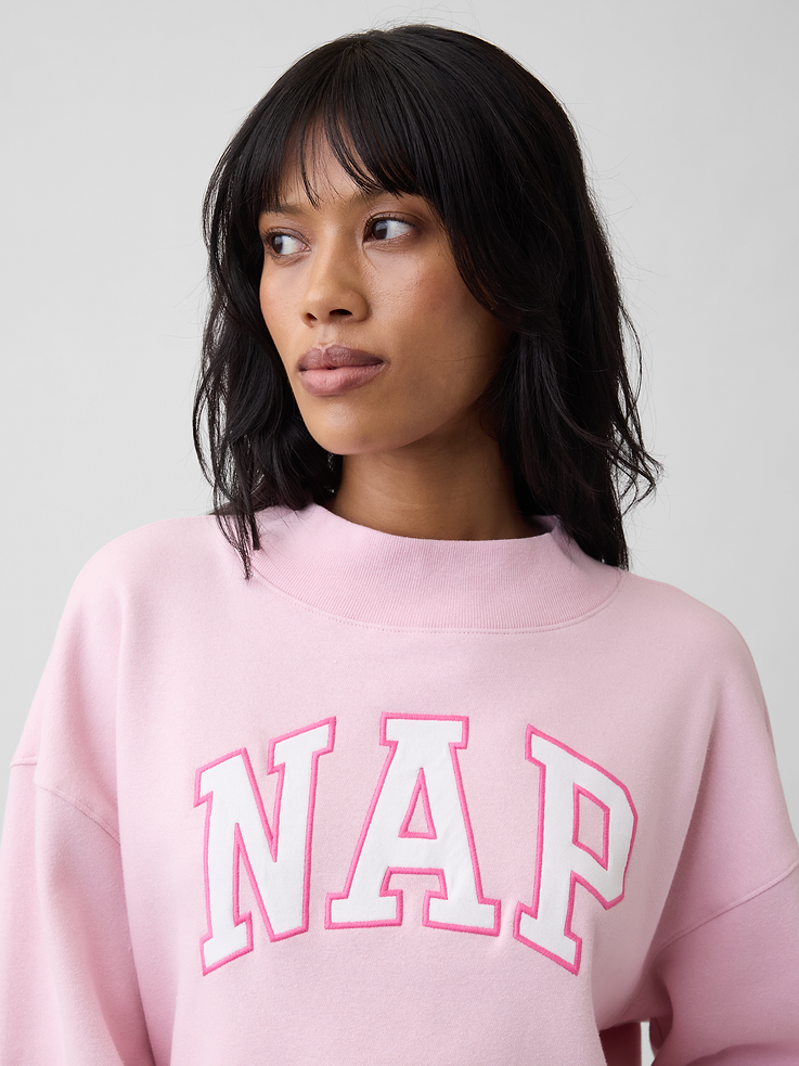 Image 4 of 5, Relaxed Mockneck Graphic Sweatshirt
