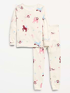 Image 1 of 2, rib-knit crew neck, long sleeves, matching pajama pants, elasticized waist, rib-knit cuffs, all-over print, Product #1188664
