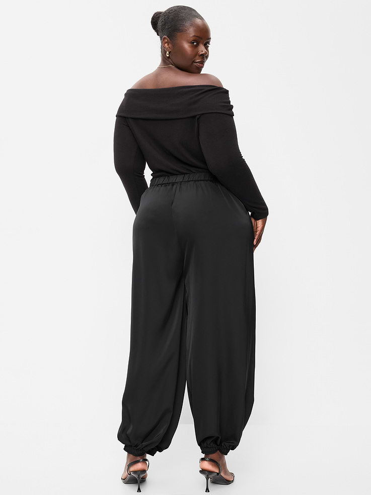 Image 9 de 9, Sarouel à taille mi-basse en satin
