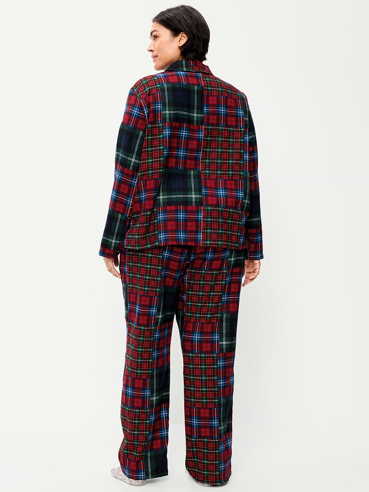Image 6 of 7, Printed Flannel Pajama Pants Set for Women