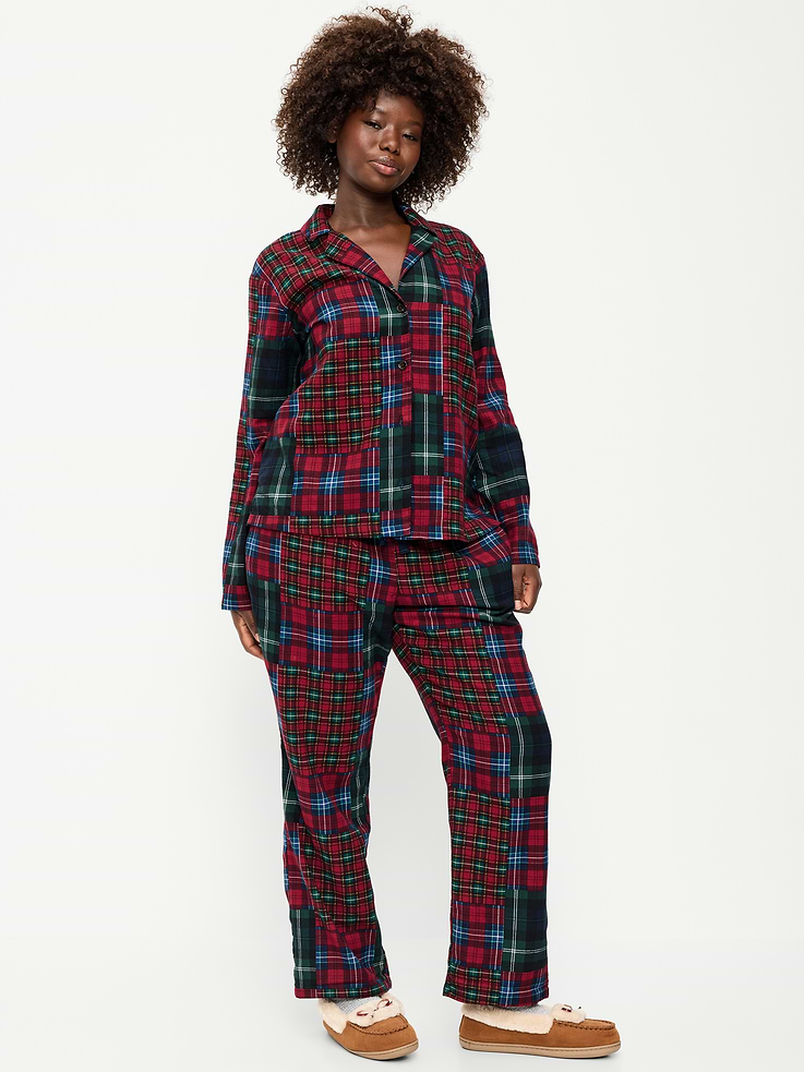 Image 5 of 7, Printed Flannel Pajama Pants Set for Women