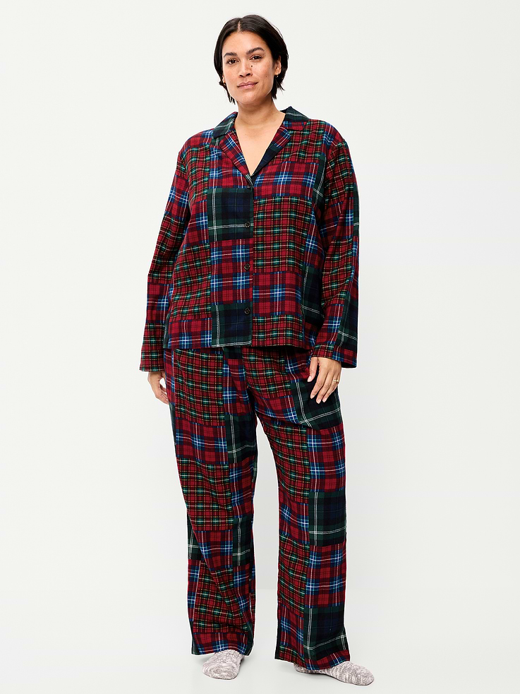 Image 7 of 7, Printed Flannel Pajama Pants Set for Women