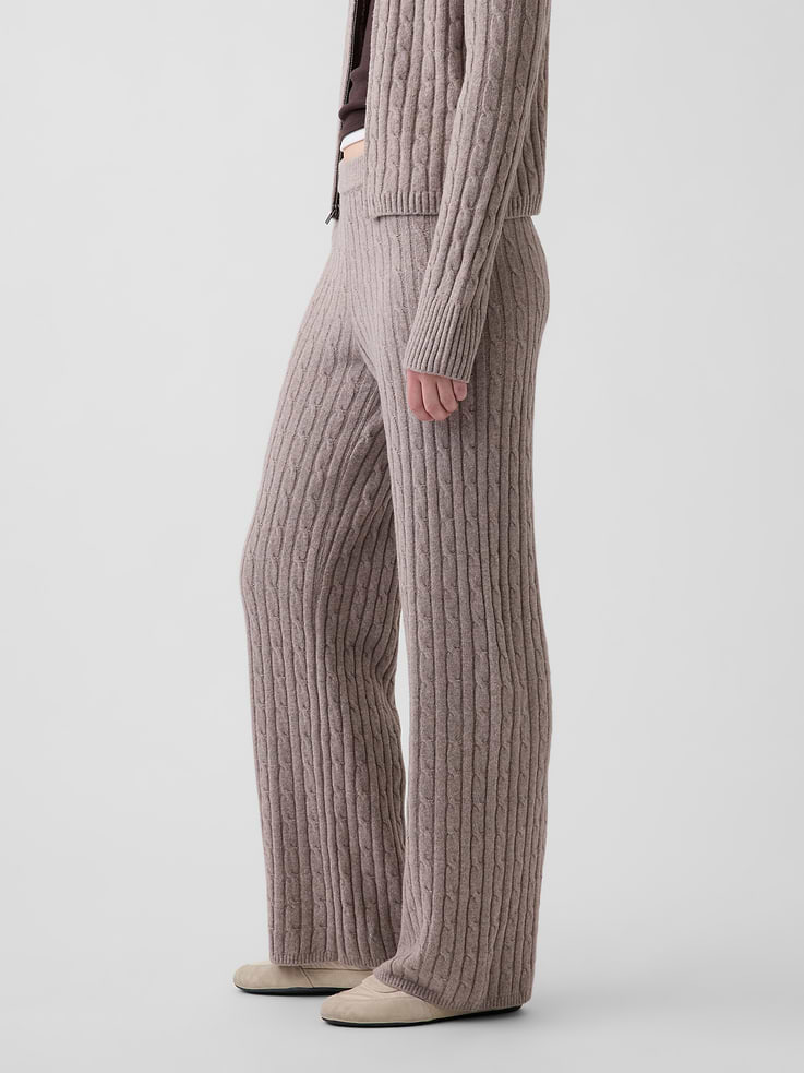 Image 3 of 6, CashSoft Cable-Knit Sweater Pants