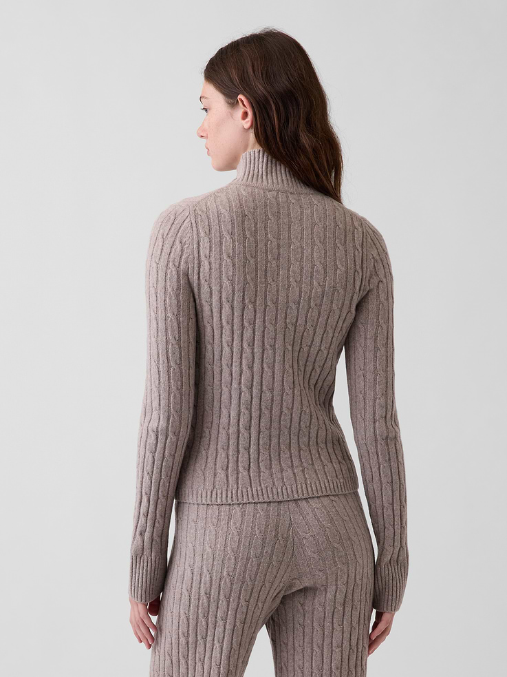 Image 3 of 5, CashSoft Cable-Knit Zip Cardigan