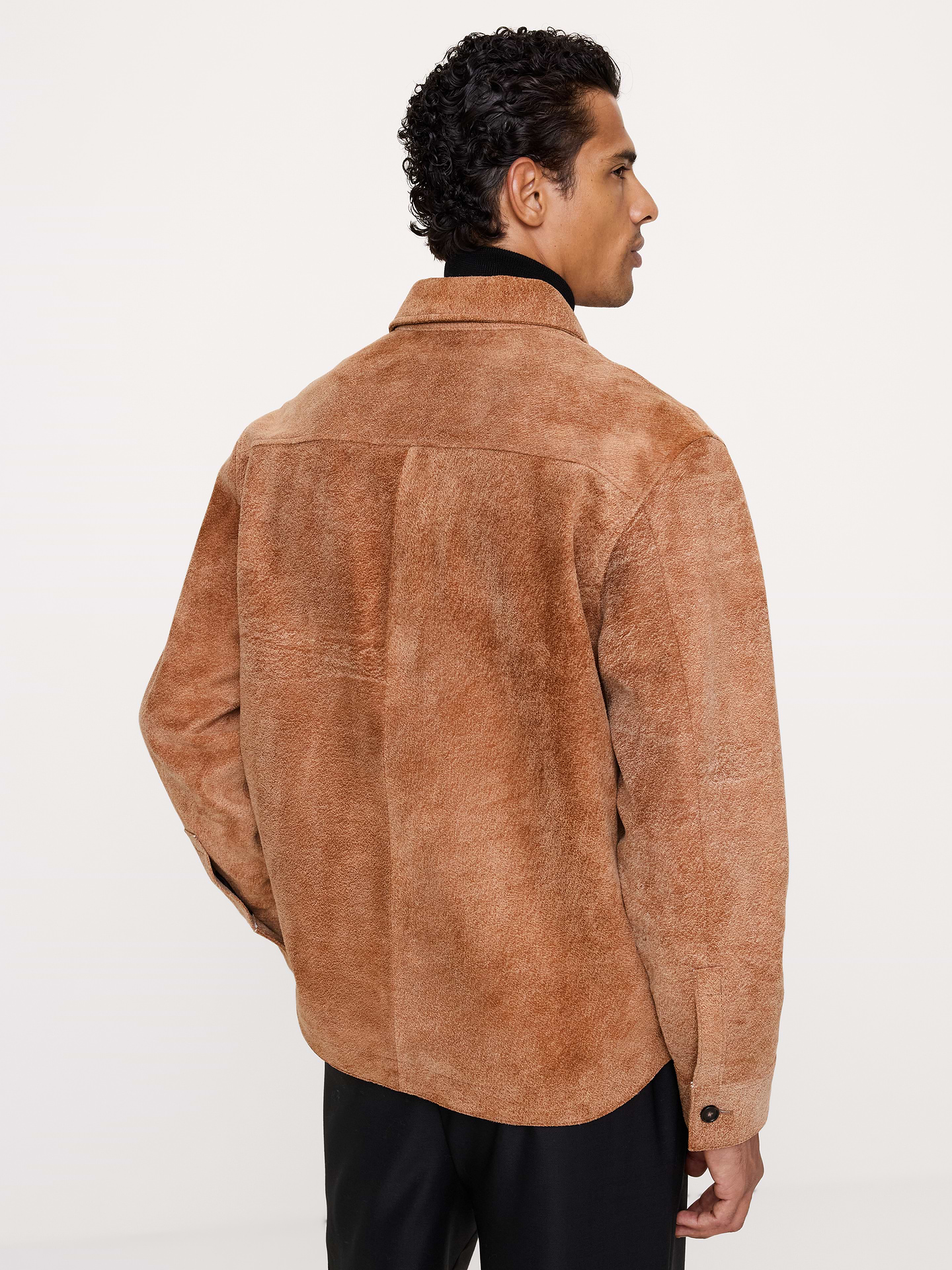 Image 3 of 8, Relaxed Textured Suede Shirt Jacket