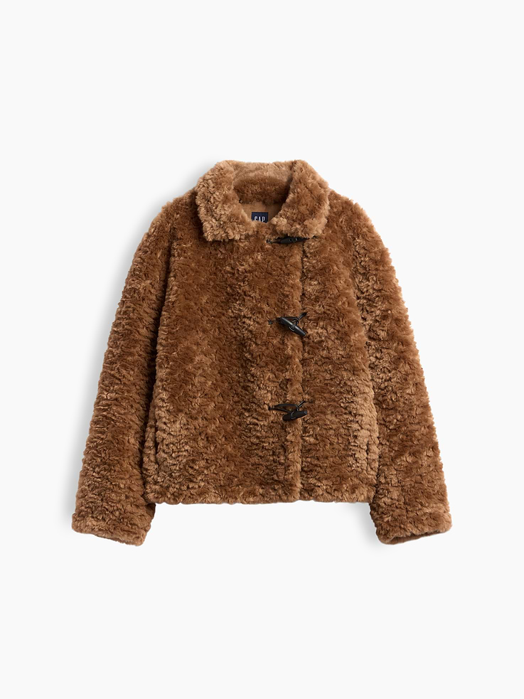 Image 5 of 5, Sherpa & Vegan Suede Toggle Coat