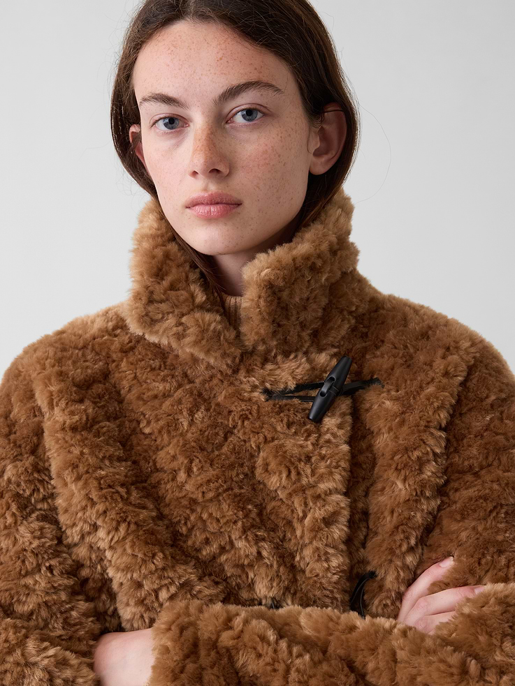 Image 4 of 5, Sherpa & Vegan Suede Toggle Coat