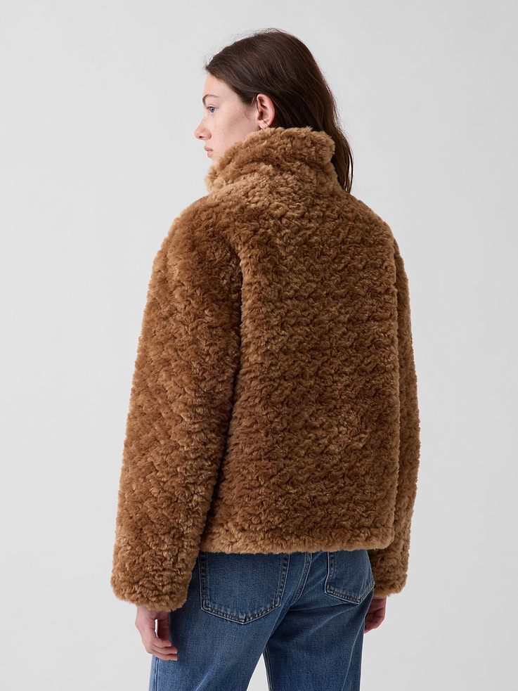 Image 3 of 5, Sherpa & Vegan Suede Toggle Coat