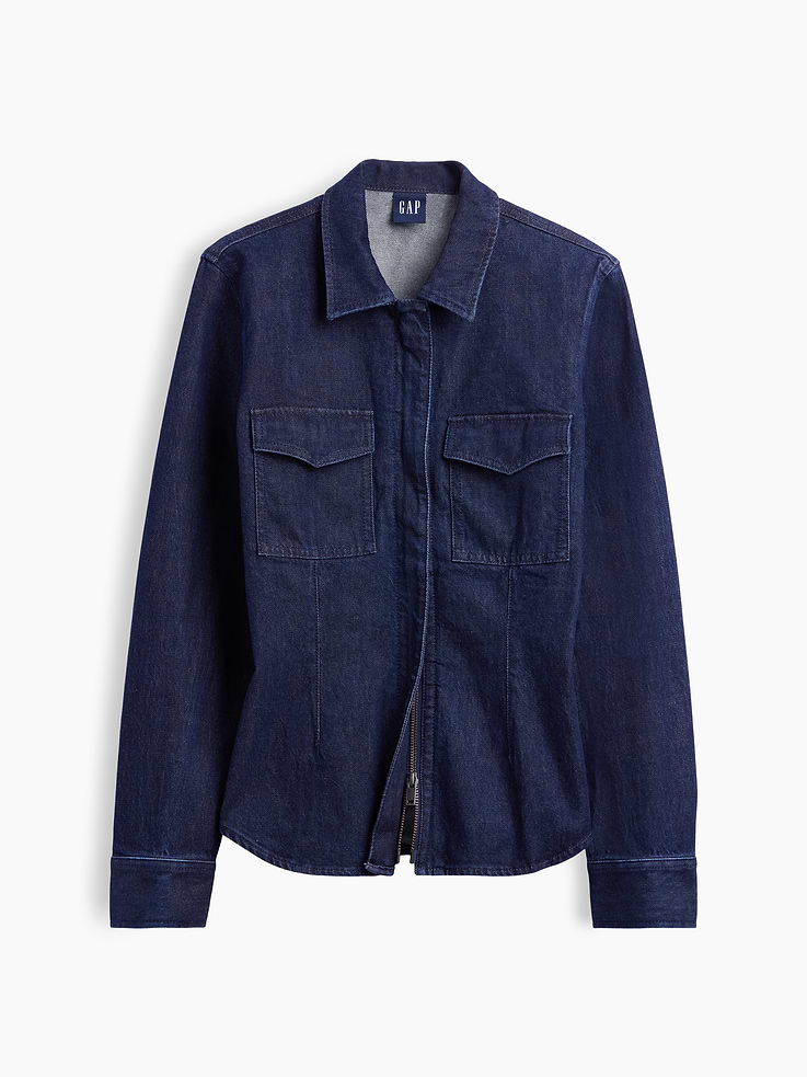 Image 5 of 5, Denim Fitted Utility Shirt