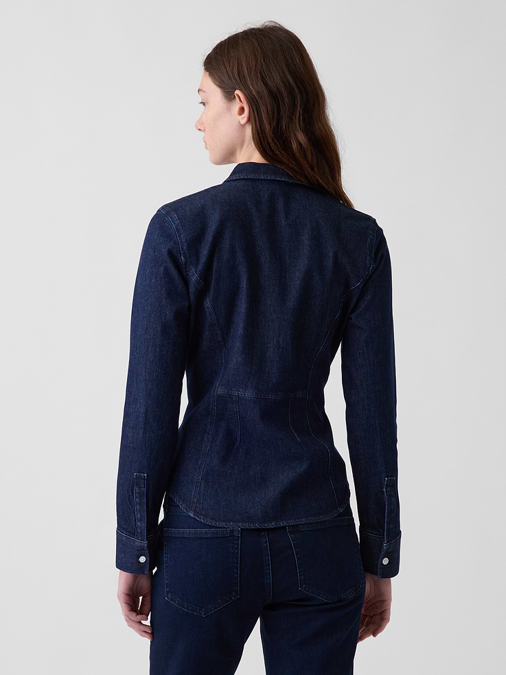 Image 3 of 5, Denim Fitted Utility Shirt