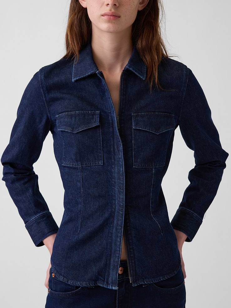 Image 4 of 5, Denim Fitted Utility Shirt