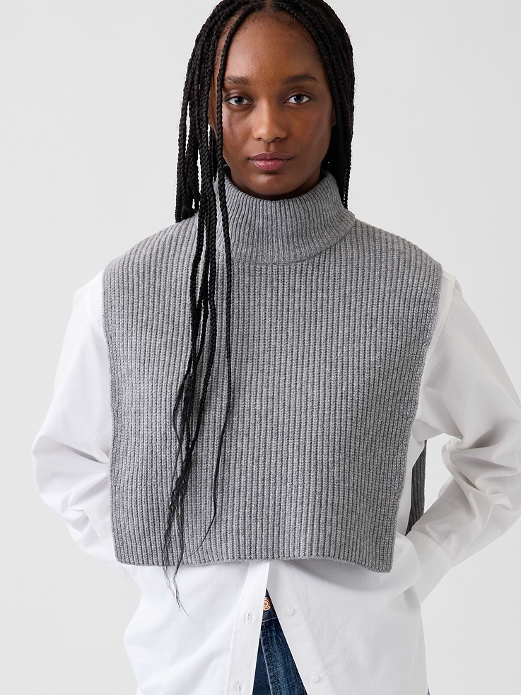 Image 2 of 3, CashSoft Mockneck Sweater Bib