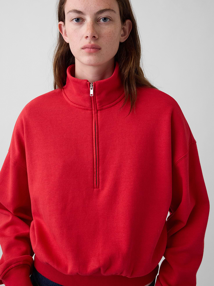 Image 4 of 6, VintageSoft Oversized Half-Zip Wedge Pullover