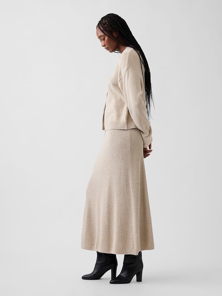 Image 3 of 6, CashSoft Rib Sweater Maxi Skirt