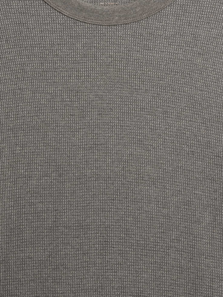 Image 2 of 3, Waffle-Knit Crewneck T-Shirt