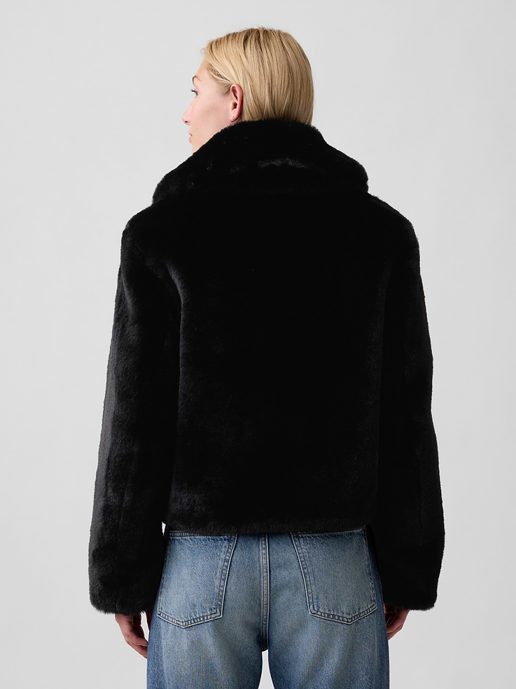Image 2 of 5, 100% Recycled Relaxed Faux-Fur Jacket