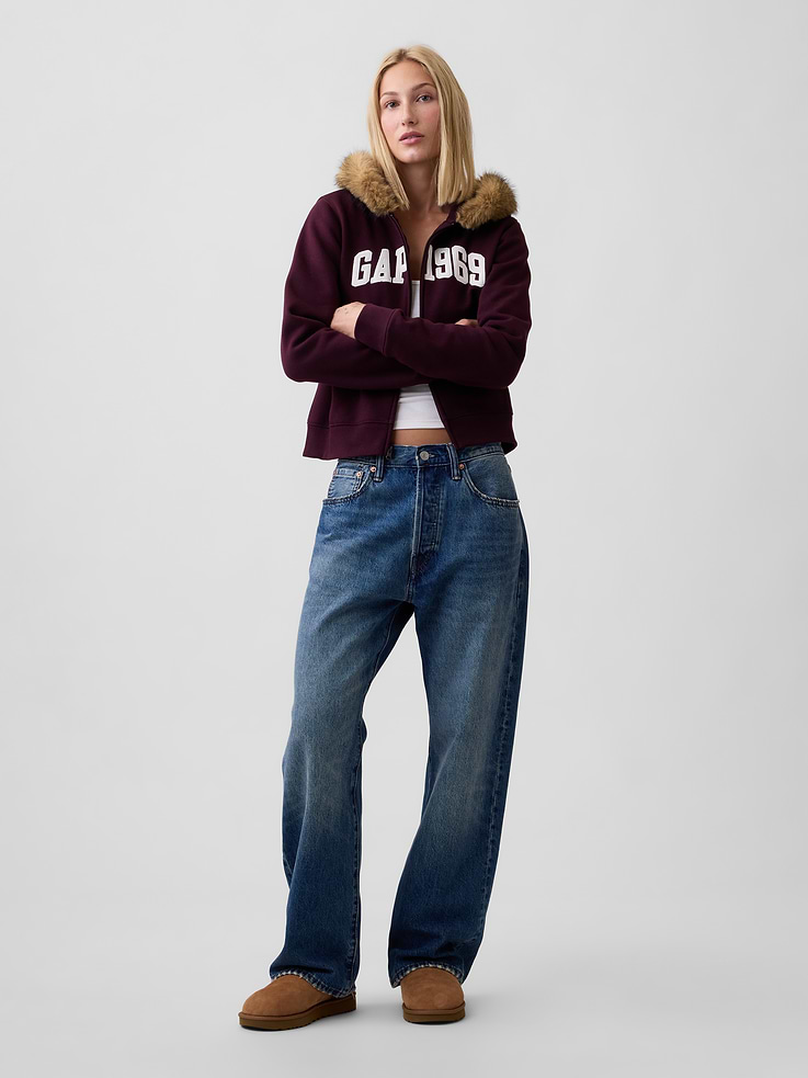 Image 3 of 5, Gap 1969 Cropped Logo Zip Hoodie