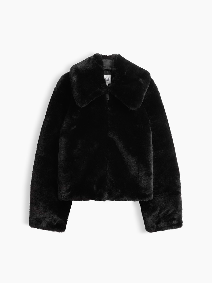 Image 5 of 5, 100% Recycled Relaxed Faux-Fur Jacket