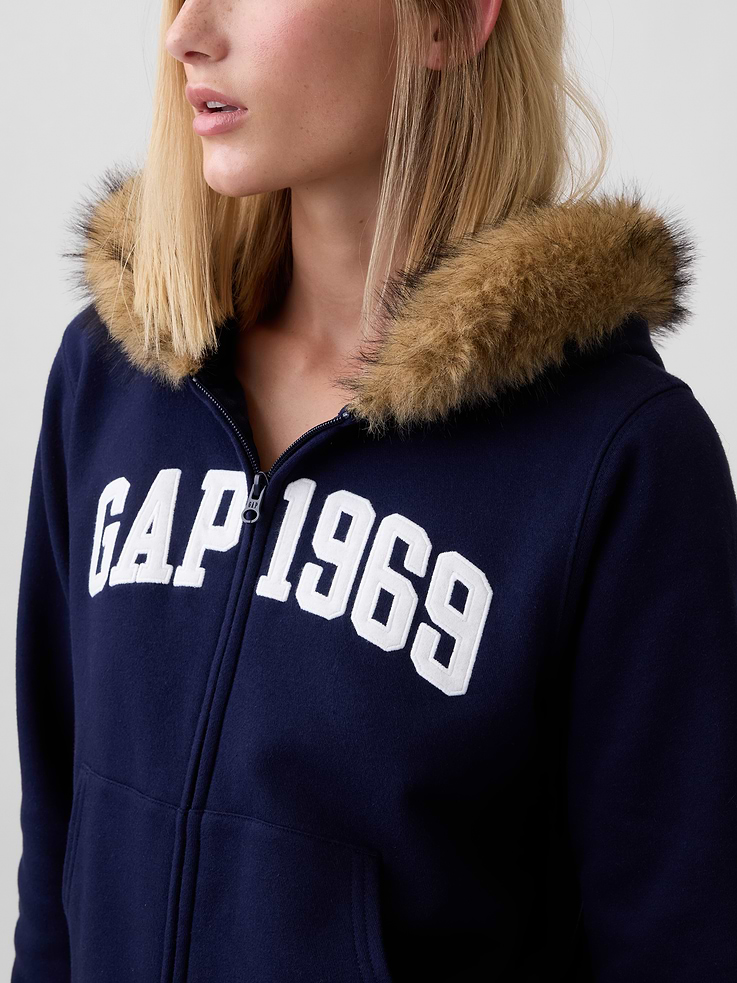 Image 4 of 5, Gap 1969 Cropped Logo Zip Hoodie