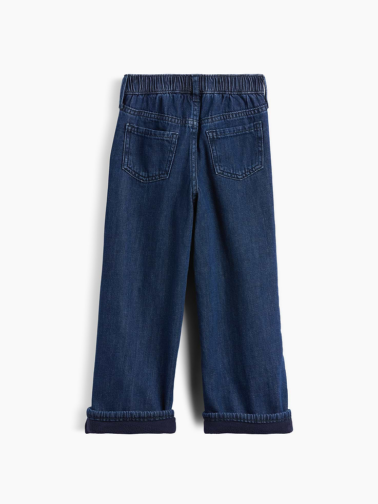 Image 3 of 3, babyGap Cozy-Lined Embroidered Wide-Leg Jeans
