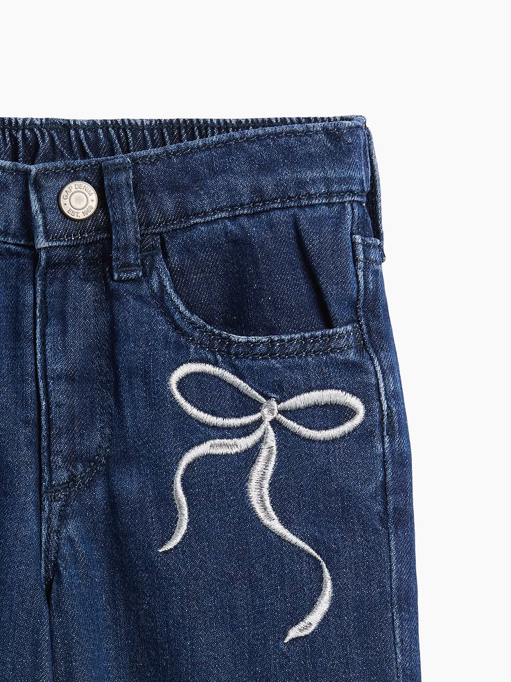 Image 2 of 3, babyGap Cozy-Lined Embroidered Wide-Leg Jeans
